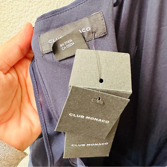 CLUB MONACO Pleated marine blue jumpsuit wide leg NWT womens 8 - Picture 7 of 8